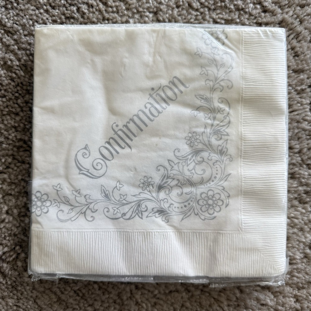 Vintage Hallmark Confirmation Napkins Silver 16ct Luncheon NK505 NOS Sealed